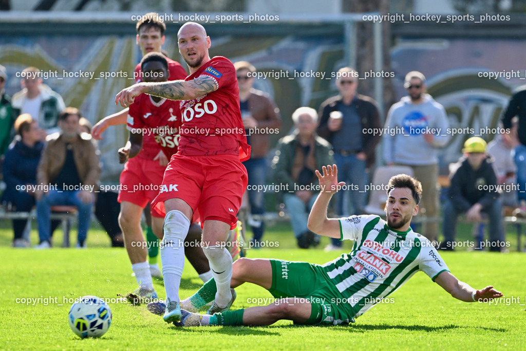 SV Donau Klagenfurt vs. SAK | #21 Zan Benedicic SAK, #70 Melvin Osmic SV Donau,  SV Donau Klagenfurt vs. SAK, SV Donau Klagenfurt vs. SAK am 11.04.2026 in Klagenfurt (Sportplat Donau ), Austria, (Photo by Bernd Stefan)