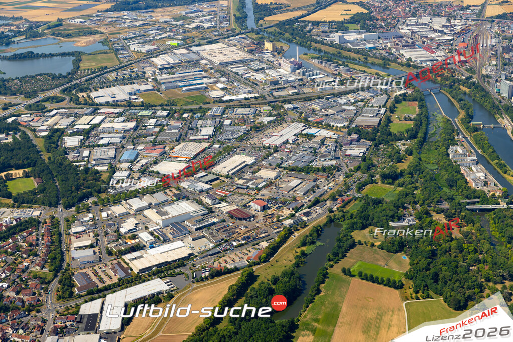 Das Luftbild zeigt : Gewerbegebiet Sennfeld - Die Luftaufnahme wurde 2023 vom UL-Flugzeug aus erstellt ( keine Drohne ) - Hochauflösende Luftaufnahme - Für grossformatige Ausdrucke geeignet. Die Geschenkidee !Mit Lizenz und Bildrechte bestellbar