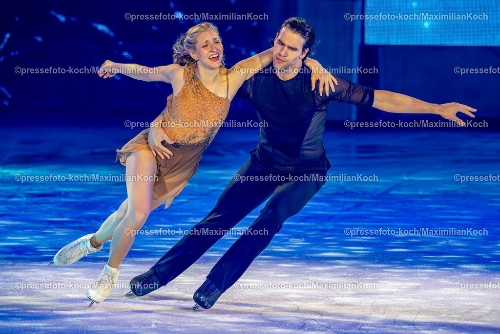 xkkux26042600006 | 26.04.2025, xkkux, Düsseldorf, Holiday on Ice in der Mitsubishi Electric HALLE. Eiskunstlauf-Weltmeister und Olympia-Duo Minerva-Fabienne Hase und Nikita Volodin bei der Show „Cinema of Dreams“ mit ihrem letzten Gastauftritt als Paar zusammen beim Eiskunstlaufen.