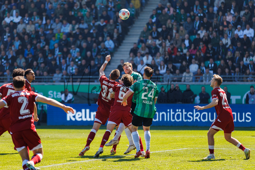 2. Bundesliga, Saison 2025/26, 31. Spieltag: SC Preußen Münster - DSC Arminia Bielefeld | Münster, 25.04.2026: 2. Bundesliga, 31. Spieltag, SC Preußen Münster gegen Arminia Bielefeld im LVM-Preußenstadion in Münster. Foto: sportfotografie.ms | Markus Paletta - Realisiert mit Pictrs.com