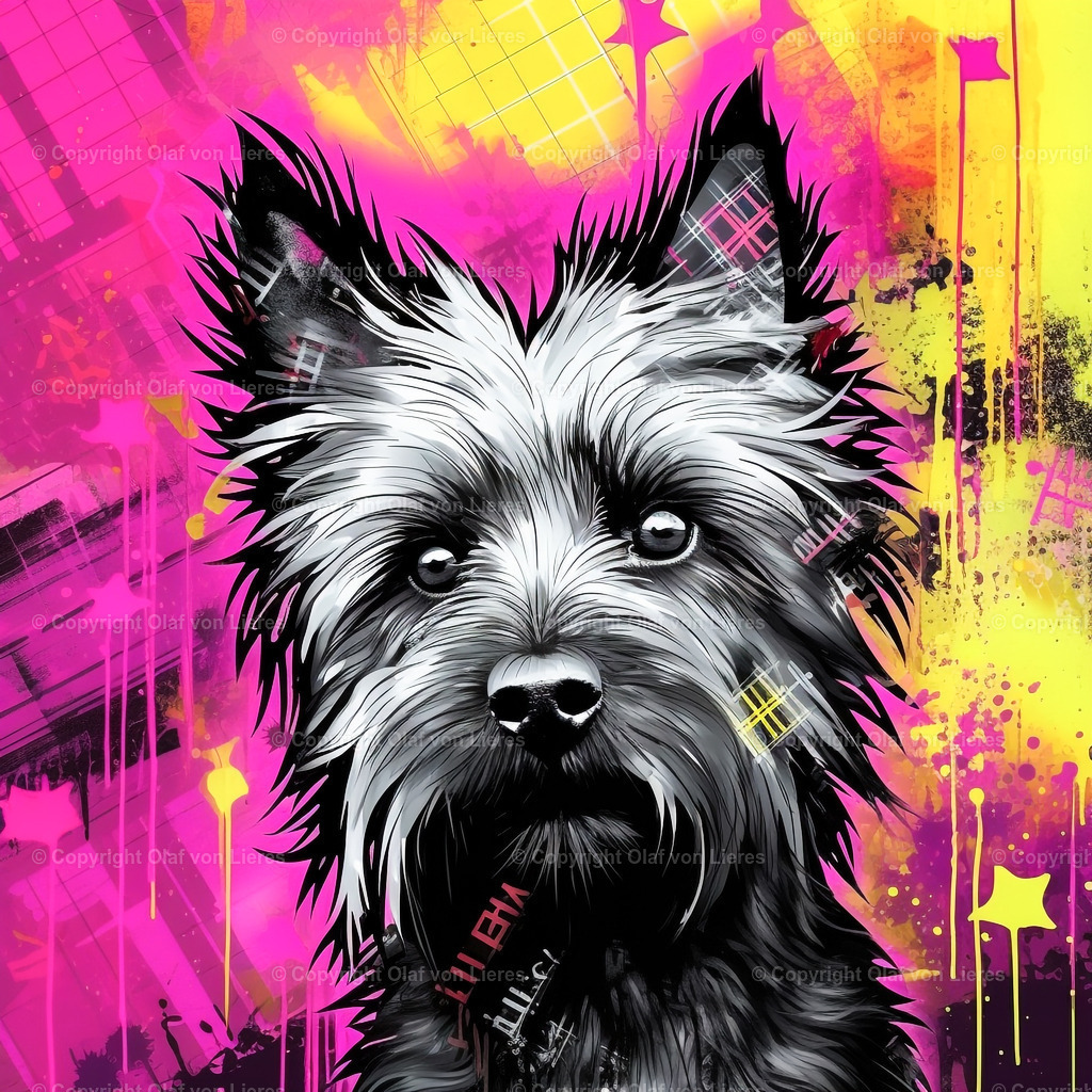 Hundekopf in bunten Farben | Hundegesichter mit farbenfrohem Hintergrund