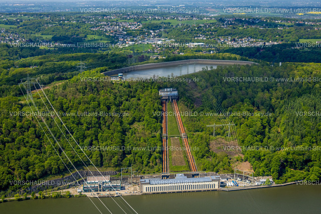 Herdecke230502541 | Luftbild, Koepchenwerk, Industriedenkmal, Speicherbecken, Stromtrasse, Herdecke, Ruhrgebiet, Nordrhein-Westfalen, Deutschland