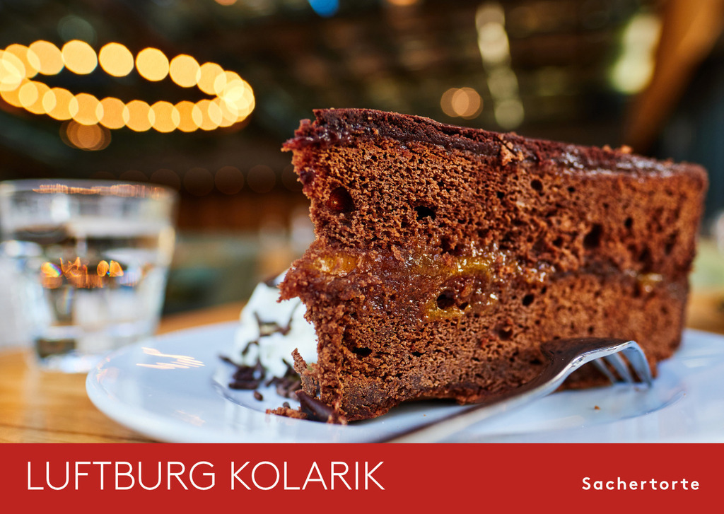 Cafe Luftburg Kolarik | Wiener Kaffeehäuser und ihre Torten; Luftburg Kolarik; Sachertorte - Realisiert mit Pictrs.com