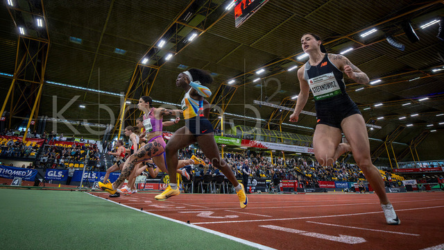 Indoor Meeting Dortmund, 08.02.2026 | DORTMUND, GERMANY - FEBRUARY 8:  60m final, Ewa Swoboda (Polen) wins the competition crossing the finish line first during the Indoor Meeting Dortmund at the Helmut-Koernig-Halle on February 8, 2026 in Dortmund, Germany. (Photo by Axel Kohring/Beautiful Sports Int.)