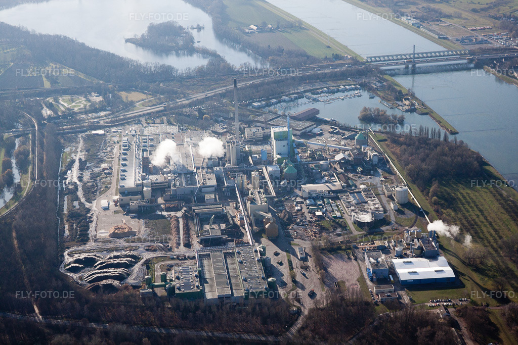 Luftbild: Maxau, Papierfabrik Stora Enso im Ortsteil Knielingen in Karlsruhe im Bundesland Baden-Württemberg in Deutschland. Foto: IMG_23198.jpg vom 02.12.2009 durch Werner Riehm/FLY-FOTO.de