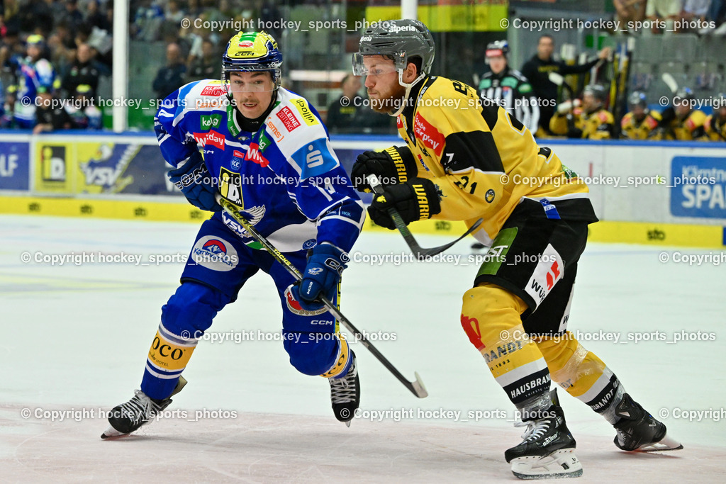 EC IDM Wärmepumpen VSV vs. HC Falkensteiner Pustertal | #21 Daniel Glira HC Pustertal, #14 Johannes Tschurnig EC VSV, EC IDM Wärmepumpen VSV vs. HC Falkensteiner Pustertal, EC IDM Wärmepumpen VSV vs. HC Falkensteiner Pustertal am 21.09.2025 in Villach (Stadthalle Villach), Austria, (Photo by Bernd Stefan)