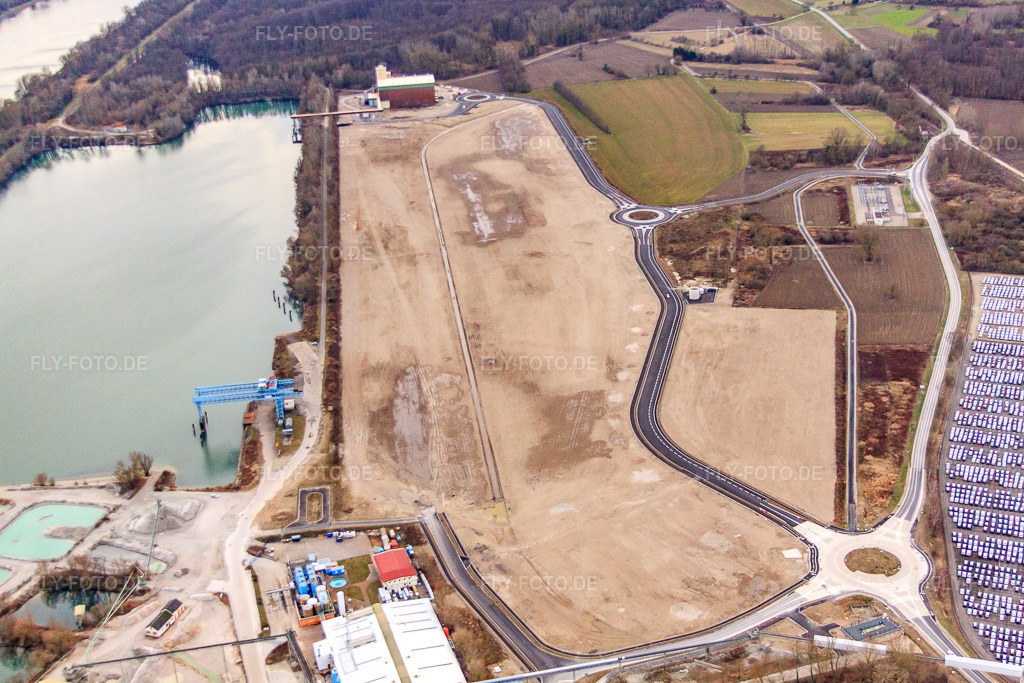 Luftbild: Neubau des Port Autonome de Strasbourg in Lauterbourg im Bundesland Bas-Rhin in Frankreich. – Foto: IMG_62489.jpg vom 01.03.2014 durch Werner Riehm/FLY-FOTO.de – Auflösung des Originals: 4752 x 3168 px – Agence digitale Data Projekt : conseil et transformation digitale