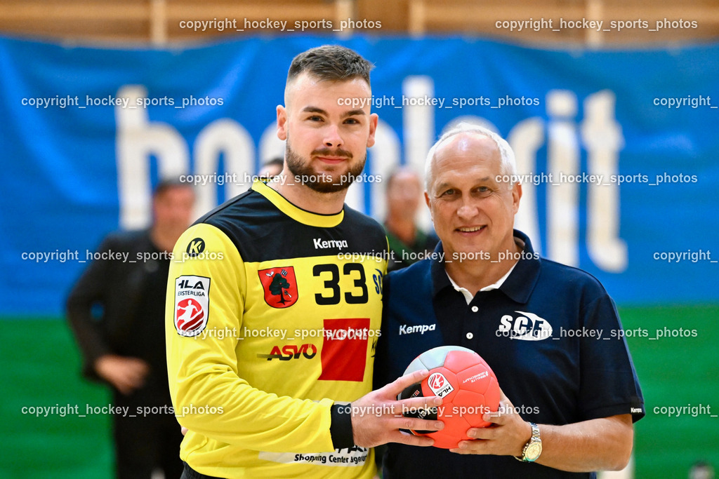 SC Ferlach vs. HSG Holding Graz 23.9.2023 | #33 STRIEBNIG Florian SC Ferlach, SC Ferlach vs. HSG Holding Graz 23.9.2023, SC Ferlach vs. HSG Holding Graz am 23.09.2023 in Bleiburg (Ballspielhalle Ferlach), Austria, (Photo by Bernd Stefan)