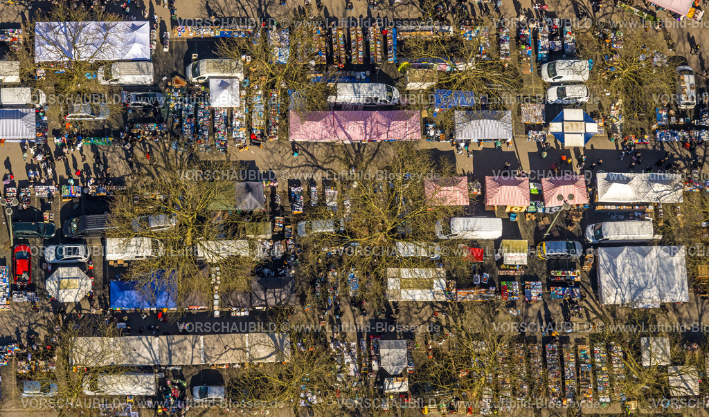 Gelsenkirchen240301018 | Luftbild, Gelsentrödel, Flohmarkt Trödelmarkt an der Trabrennbahn, Verkaufsstände, Feldmark, Gelsenkirchen, Ruhrgebiet, Nordrhein-Westfalen, Deutschland