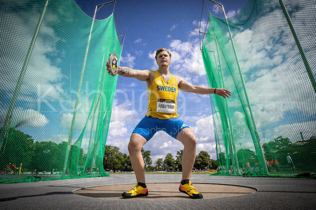 Juniorengala 2026; Mannheim, 14.06.2026 | MANNHEIM, GERMANY - JUNE 14, 2026 : Elias Andersson (SWE/Sweden) competing in the men’s U20 discus throw during the Juniorengala 2026 at Michael-Hoffmann-Stadion on June 14, 2026 in Mannheim, Germany.