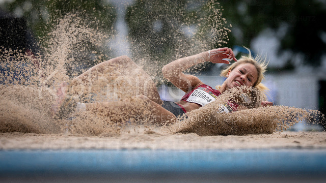 Juniorengala 2026; Mannheim, 14.06.2026 | MANNHEIM, GERMANY - JUNE 14, 2026 :  Apsite Brenda Dziliana (LAT/Latvia) competing in the women’s long jump during the Juniorengala 2026 at Michael-Hoffmann-Stadion on June 14, 2026 in Mannheim, Germany.