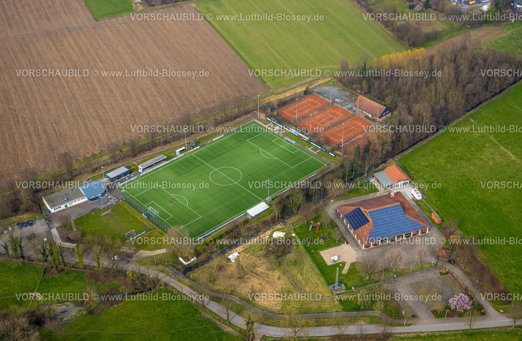 Werl240308544 | Luftbild, Fußballstadion DJK-Blau Weiß Büderich e.V. Abteilung Fußball, Tennisplätze Tennis Club Werl Büderich, Kuniberthalle Büderich Schützenhaus, Westbüderich, Werl, Nordrhein-Westfalen, Deutschland