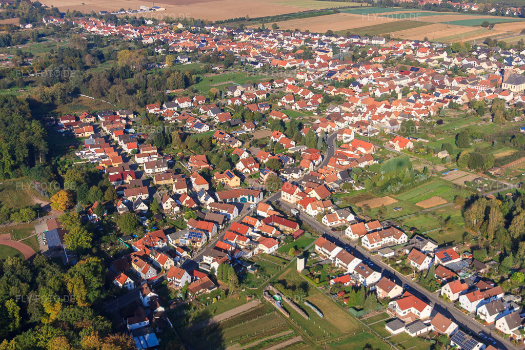 Luftbild: In den Boschgärten x Speckstr im Ortsteil Schaidt in Wörth im Bundesland Rheinland-Pfalz in Deutschland. Foto: IMG_45827.jpg vom 16.10.2011 durch Werner Riehm/FLY-FOTO.de