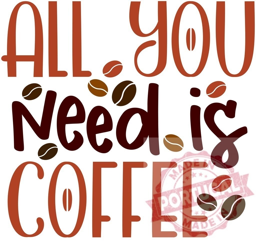 All You Need Is Coffee quote lettering design | Lettering design creating a text-based slogan with decorative coffee beans - Realized with Pictrs.com
