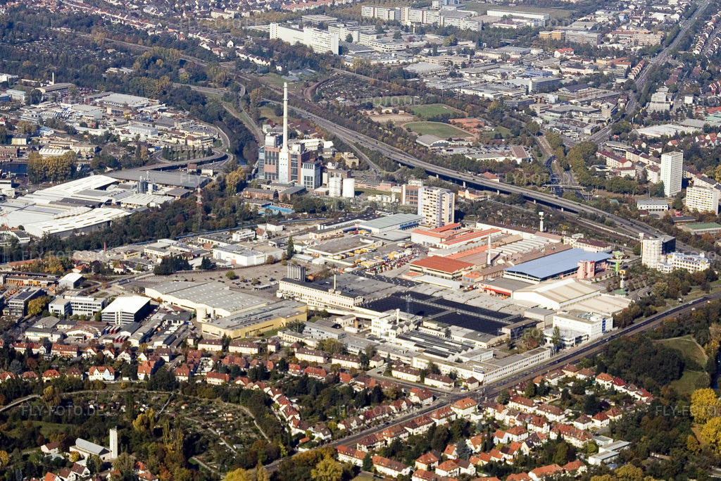 Luftbild: Karlsruhe Daxlanden und Hafen von Südosten im Ortsteil Grünwinkel in Karlsruhe im Bundesland Baden-Württemberg in Deutschland. Foto: IMG_8689.jpg vom 14.10.2007 durch Werner Riehm/FLY-FOTO.de