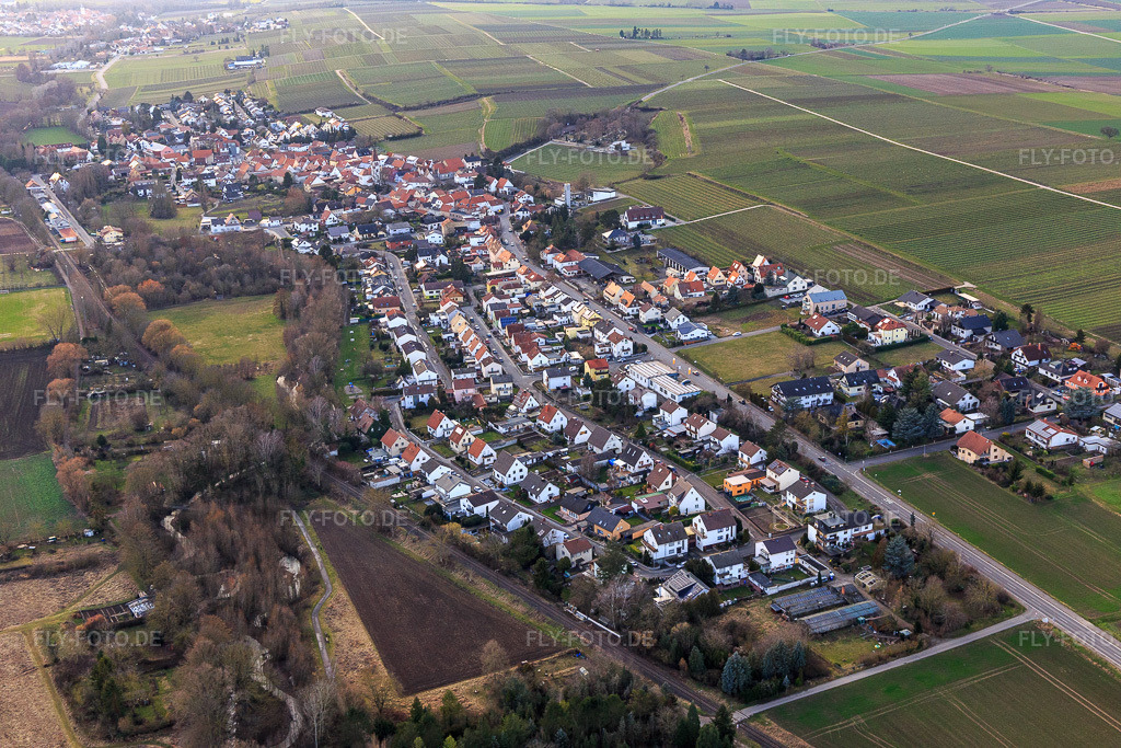 Ortsansicht von Südwesten | Luftbild: Ortsansicht von Südwesten in Obrigheim im Bundesland Rheinland-Pfalz in Deutschland. Foto: IMG_130559.jpg vom 12.02.2022 durch Werner Riehm/FLY-FOTO.de - Realisiert mit Pictrs.com