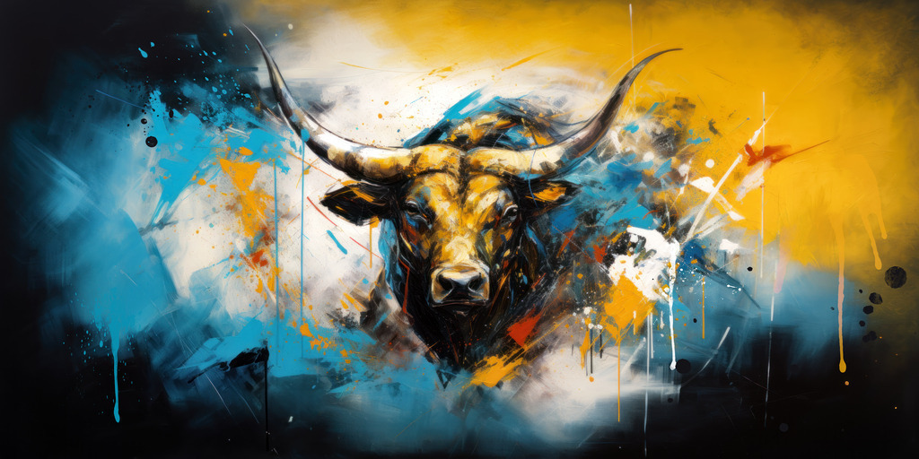 2307209 - Wilder Stier | Modernes digitales Gemälde eines Stiers. Bestellen Sie dieses Motiv als hochwertigen Kunstdruck auf Leinwand, Acrylglas, Alu-Dibond oder als Poster.