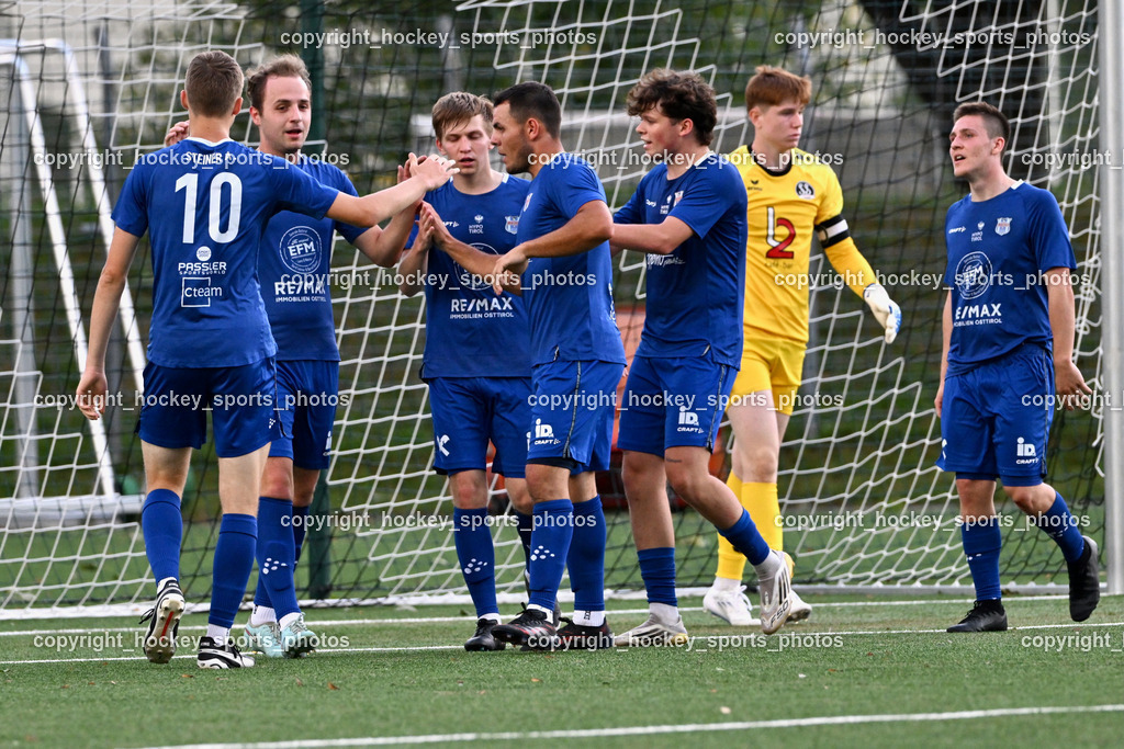 SV Spittal vs. UNION Matrei | #10 Anton Steiner UNION Matrei, #7 Oliver Gomig UNION Matrei, Jubel Union Matrei Mannschaft, #19 Luca Jakob Blassnig UNION Matrei, #22 Thomas Riepler UNION Matrei, #1 Fabian Lückl SV Spittal, SV Spittal vs. UNION Matrei, SV Spittal vs. UNION Matrei am 17.08.2025 in Spittal an der Drau (Goldeck Stadion), Austria, (Photo by Bernd Stefan)