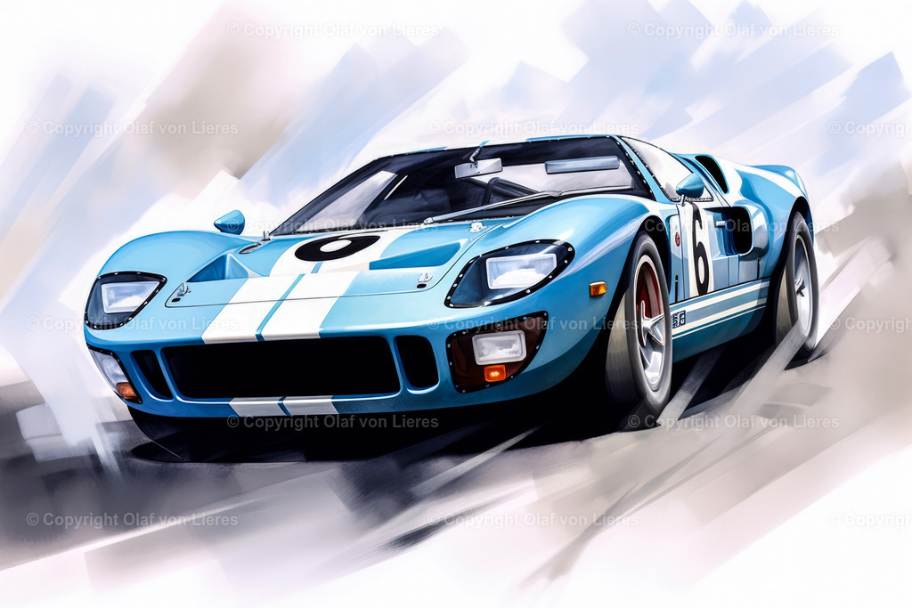 Ford GT Artwork | Ford 1966 Rennwagen als Wandbild