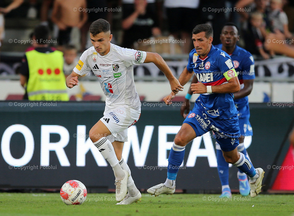 A_LUI_25082024_08 | SPORT FUSSBALL ADMIRAL BUNDESLIGA 25.08.2024 IM BILD: ADIS JASIC (WAC) UND MARCO PERCHTOLD (GAK) FOTO:FOTOLUI