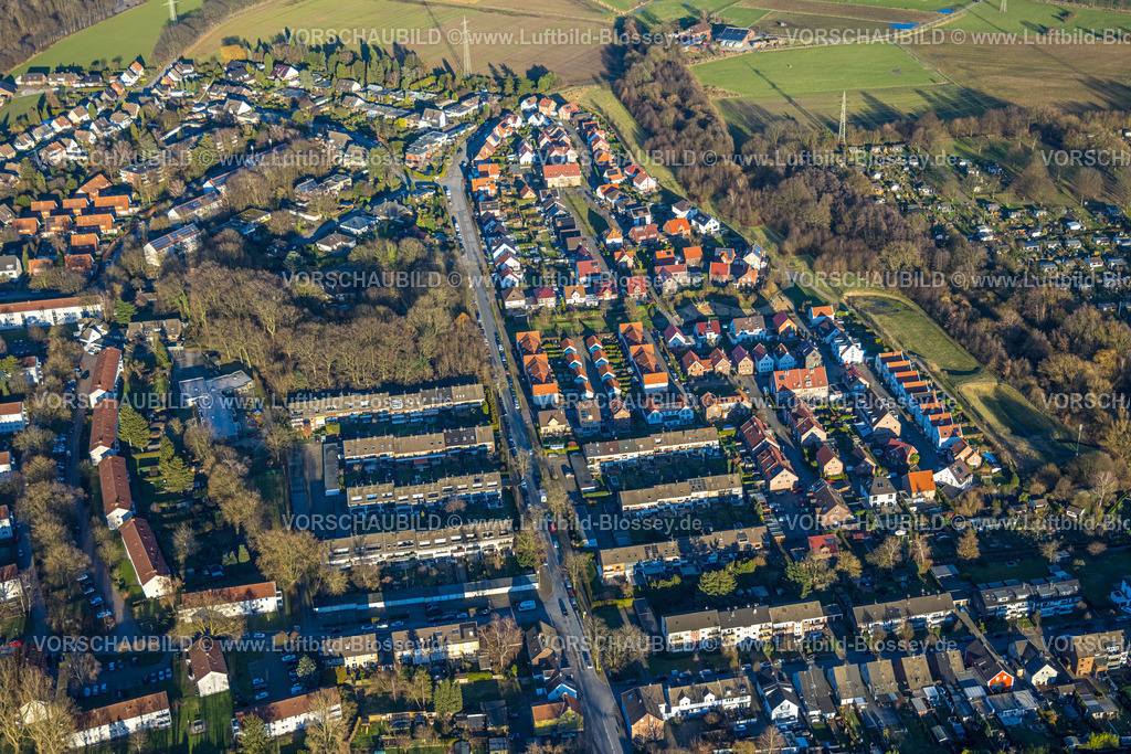 Gladbeck240108263 | Luftbild, Reihenhäuser Wohnsiedlung an der Wielandstraße, Schriftsteller-Siedlung, Butendorf, Gladbeck, Ruhrgebiet, Nordrhein-Westfalen, Deutschland