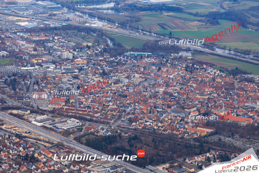 Das Luftbild der Stadt Forchheim wurde 2018 vom Flugzeug heraus erstellt (keine Drohne) Aufnahmehöhe ca.400 Meter- hohe Auflösung für beste Druck-Qualität