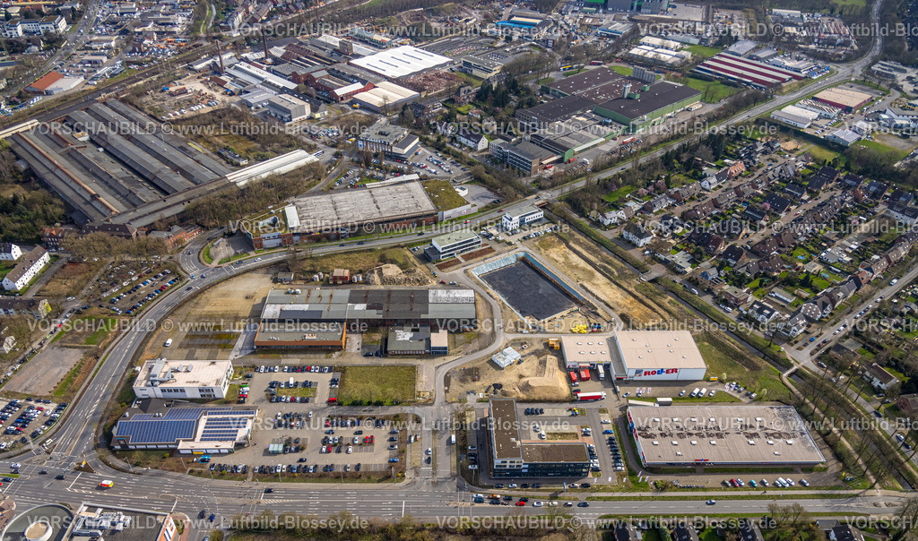 Dinslaken240308750 | Luftbild, Gewerbegebiet Hans-Böckler-Straße mit Baustelle, Dinslaken, Nordrhein-Westfalen, Deutschland