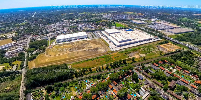 Oberhausen230790163_LogPort_EDEKA_Picnic | Luftbild, Logistikzentrum, EDEKA Zentrallager, Picnic E-Food-Lager, Baustelle Schwarze Heide, Erdkugel, Fisheye Aufnahme, Fischaugen Aufnahme, 360 Grad Aufnahme, tiny world, Schwarze Heide, Oberhausen, Ruhrgebiet, Nordrhein-Westfalen, Deutschland