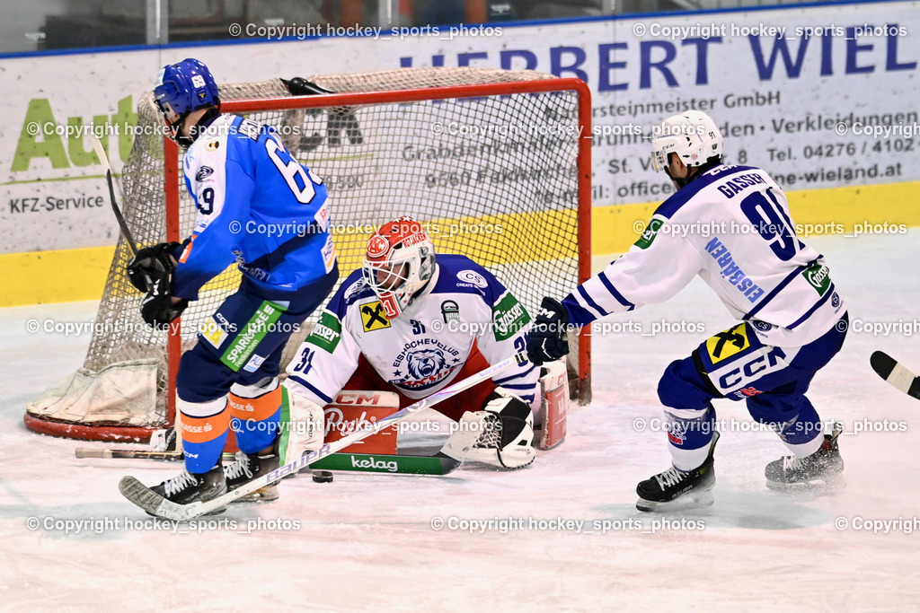 ESC SPARKASSE STEINDORF vs. UECR Huben  | #68##31 Sicher Michael UECR EISBÄREN HUBEN, #91 Gasser Sandro UECR EISBÄREN HUBEN, ESC SPARKASSE STEINDORF vs. UECR Huben , ESC SPARKASSE STEINDORF vs. UECR Huben  am 06.02.2026 in Steindorf (Ossiachersee Halle), Austria, (Photo by Bernd Stefan)