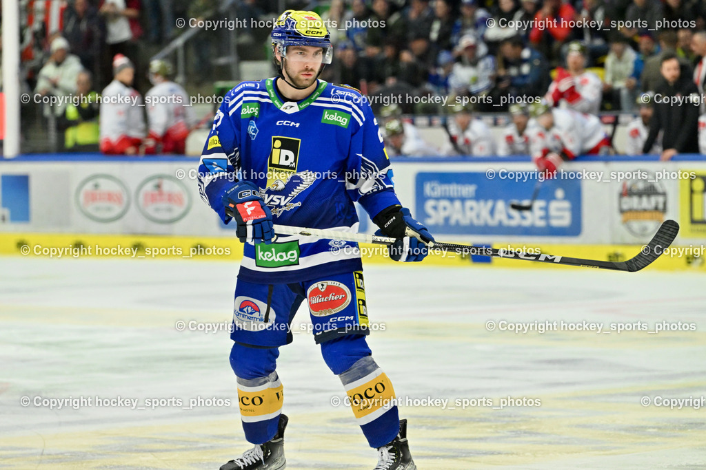 EC VSV vs. HC Bozen 16.2.2024 | #22 Ethan Cap, EC VSV vs. HC Bozen 16.2.2024, EC VSV vs. HC Bozen 16.2.2024 am 16.02.2024 in Villach (Stadthalle Villach), Austria, (Photo by Bernd Stefan)