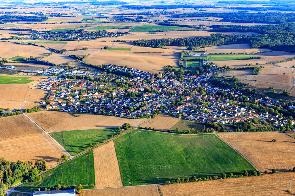 Luftbild: Ortsansicht aus Norden im Ortsteil Obergimpern in Bad Rappenau im Bundesland Baden-Württemberg in Deutschland. Foto: IMG_111516.jpg vom 09.09.2018 durch Werner Riehm/FLY-FOTO.de