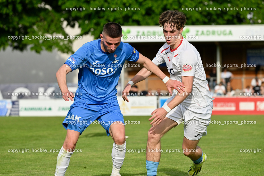 SAK Klagenfurt vs. SVG Bleiburg | #7 Hrvoie Jakovljevic SAK, #4 Raphael Huber SVG Bleiburg, SAK Klagenfurt vs. SVG Bleiburg, SAK Klagenfurt vs. SVG Bleiburg am 11.05.2024 in Klagenfurt (Sportpark Welzenegg), Austria, (Photo by Bernd Stefan)