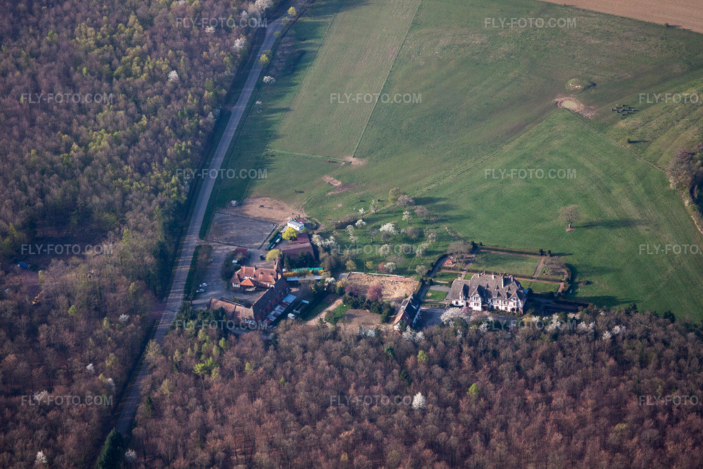 Aerial view: Villa Riessack in Niederbronn-les-Bains in the state Bas-Rhin, France.Photo: IMG_63710.jpg taken on 03/30/2014 by Werner Riehm/FLY-FOTO.comResolution of the original: 4752 x 3168 px