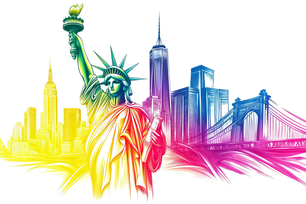 2412023 - Abstrakte New York Skyline | Abstraktes New York Motiv im Stil einer Illustration.