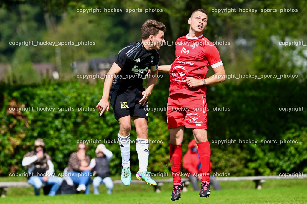 SV Rothentuhurn vs. URC Thal Assling | #27 Dominik Klaus Kofler URC Thal Assling, #4 Dragan Erdeljan SV Rothenthurn, SV Rothentuhurn vs. URC Thal Assling, SV Rothentuhurn vs. URC Thal Assling am 15.09.2024 in Rothenthurn (Sportplatz Rothenthurn), Austria, (Photo by Bernd Stefan)