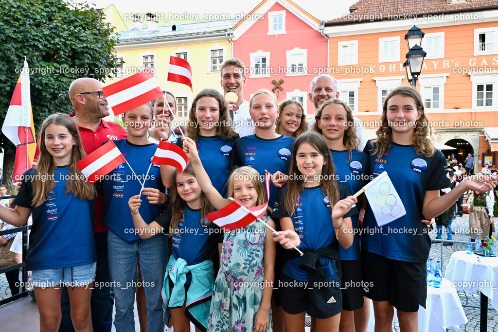 Empfang Heiko Gigler in Gmünd | EM Goldmedailie, Schwimmverein Spittal, Empfang Heiko Gigler in Gmünd, Empfang Heiko Gigler in Gmünd am 14.08.2024 in Gmünd (Hauptplatz Gmünd), Austria, (Photo by Bernd Stefan)