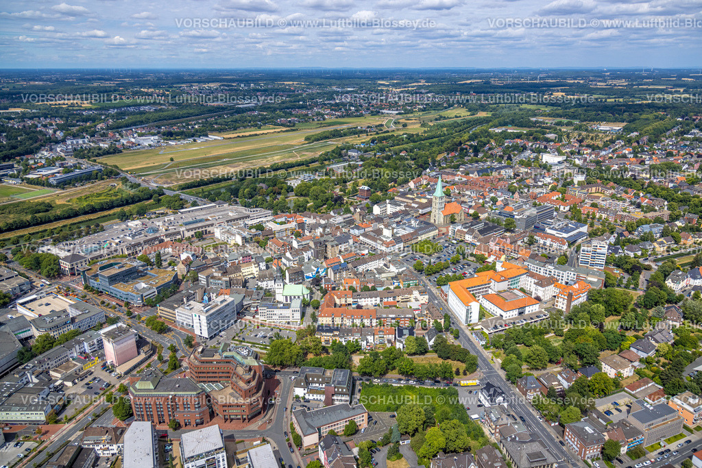 Hamm220707164 | Luftbild, Stadtansicht, evang. Jugendkirche / Lutherkirche, im Hintergrund die evang. Pauluskirche, Mitte, Hamm, Ruhrgebiet, Nordrhein-Westfalen, Deutschland