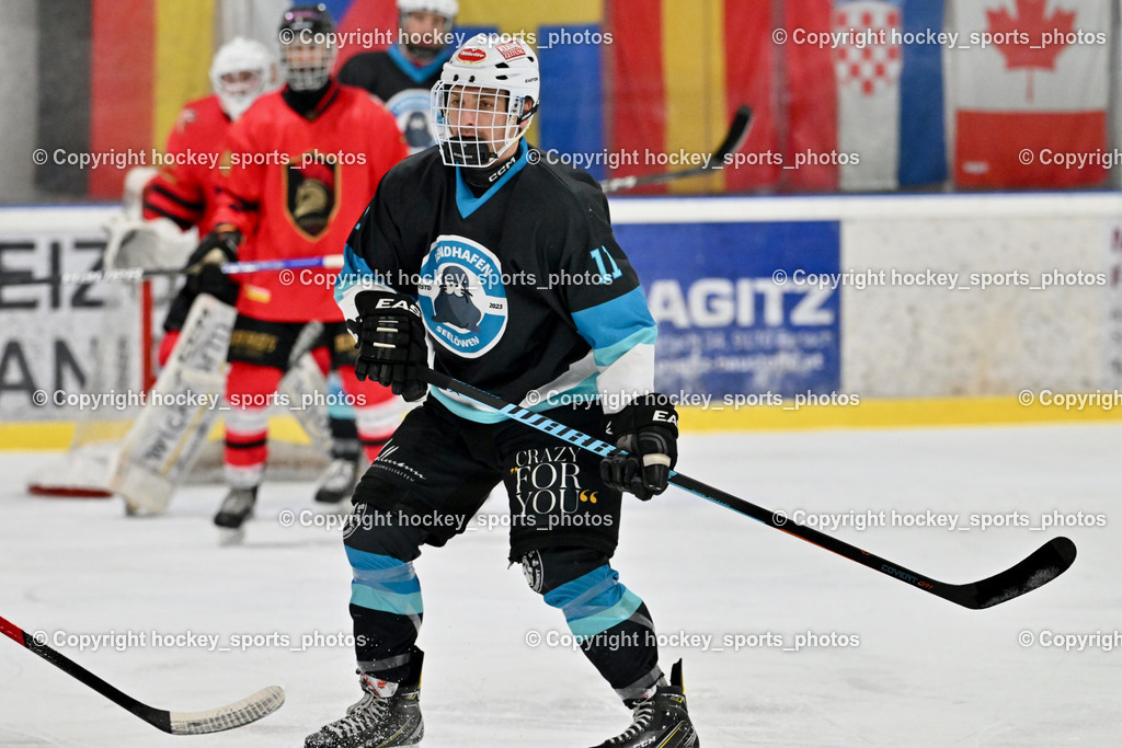 Lendhafen Seelöwen vs. Spartans Althofen | #11 Göhringer Marius Lendhafen Seelöwen, Lendhafen Seelöwen vs. Spartans Althofen, Lendhafen Seelöwen vs. Spartans Althofen am 14.02.2025 in Ferlach (HTC Eishalle Ferlach), Austria, (Photo by Bernd Stefan)