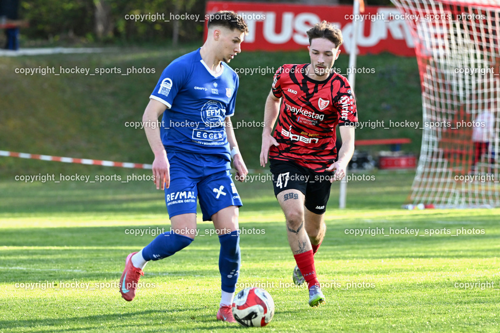 ATUS Ferlach vs. Union Matrei  | #7 Enrico Sebastian Schubert Union Matrei, #47 Jano Maria Candussi ATUS Ferlach, ATUS Ferlach vs. Union Matrei , ATUS Ferlach vs. Union Matrei  am 11.04.2026 in Rothenthurn (Sportplatz Rothenthurn), Austria, (Photo by Bernd Stefan)