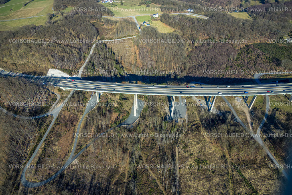 Hagen250302922 | Luftbild, Autobahnbrücke Talbrücke Brunsbecke der Autobahn A45, Waldgebiet, Eilpe, Hagen, Ruhrgebiet, Nordrhein-Westfalen, Deutschland