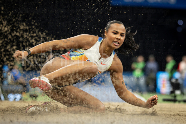 ISTAF Indoor; Duesseldorf, 24.01.2026 | DUESSELDORF, GERMANY - JANUARY 24:  Laura Raquel Müller (GER) competing in the long jump during the ISTAF Indoor Dusseldorf at PSD Bank Dome on January 24, 2026 in Duesseldorf, Germany. 