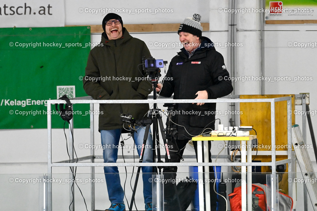 ESC Steindorf vs. EHC Althofen | Sport Fan Moderator Roland Schurian, Sport Fan Moderator Krawagner Ernst, ESC Steindorf vs. EHC Althofen, ESC Steindorf vs. EHC Alhofen am 03.03.2024 in Steindorf (Ossiachersee Halle), Austria, (Photo by Bernd Stefan)
