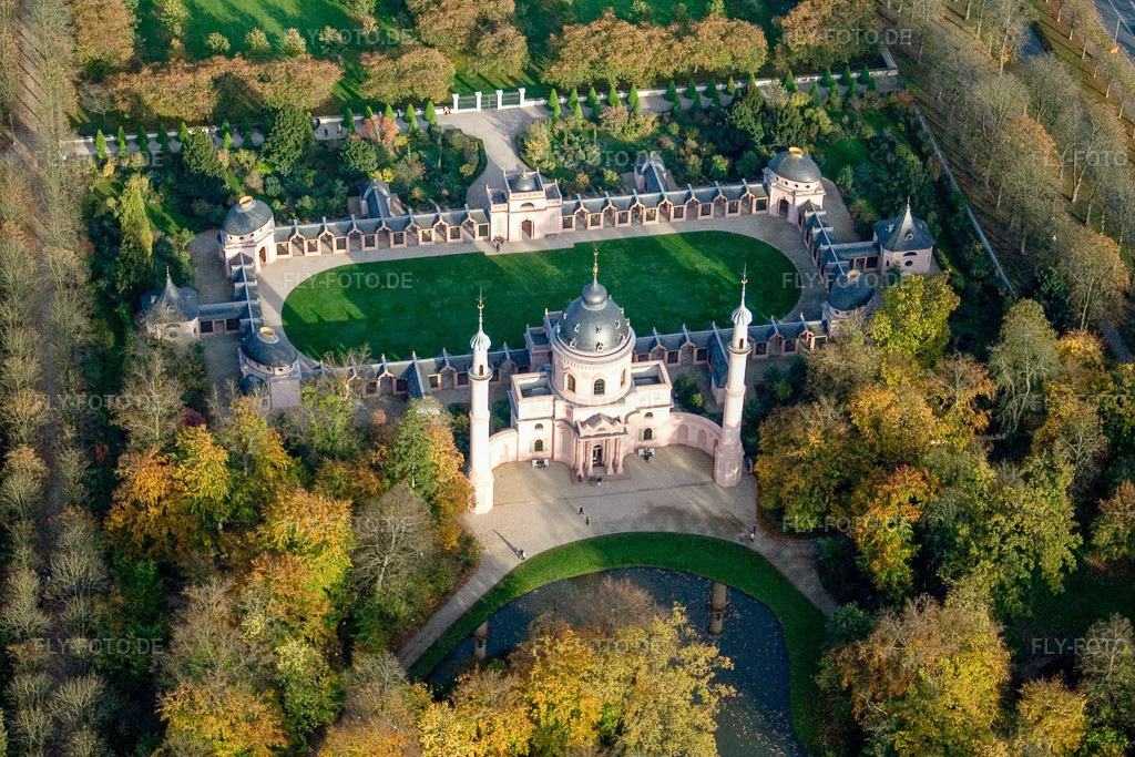 Luftbild: Moschee / maurischer Tempel im Schloßgarten Schwetzingen in Schwetzingen im Bundesland Baden-Württemberg in Deutschland. Foto: IMG_14318.jpg vom 19.10.2008 durch Werner Riehm/FLY-FOTO.de