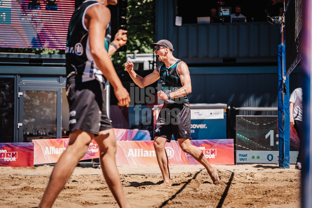 Beachvolleyball | Männer | Allianz German Beach Tour 2025 | Tourstop Düsseldorf | 11.05.2025 | Lukas Pfretzschner jubelt