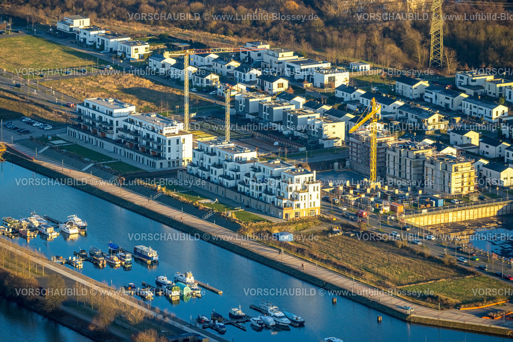Gelsenkirchen230202371 | Luftbild, Reihenhäuser-Wohnanlage Graf Bismarck am Yachthafen Stölting Marina, Baustelle, Bismarck, Gelsenkirchen, Ruhrgebiet, Nordrhein-Westfalen, Deutschland
