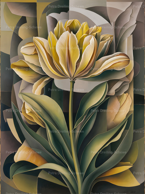 Die gelbe Blume | AI-generiertes Bild in Anlehnung an picasso - Realisiert mit Pictrs.com