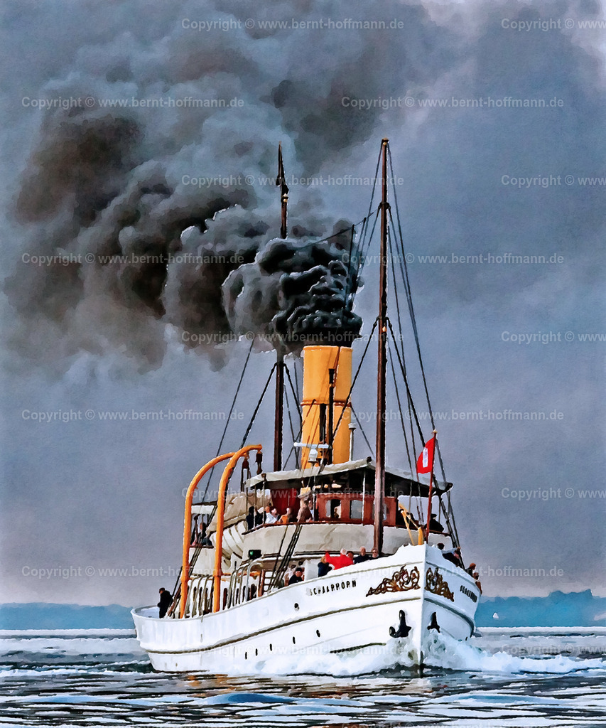 PDM2_1373_DRU19_Schaarhoern_120x100 | DIGITALKUNST. Peildampfer SCHAARHÖRN. __ Das Hamburger Museumsschiff auf der Flensburger Förde - unter " Volldampf "  beim Dampfer- Festival " Flensburger Dampf - Rundum ". - Realisiert mit Pictrs.com