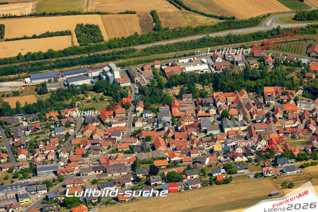 Das Luftbild zeigt : Gänheim Arnstein - Die Luftaufnahme wurde 2023 vom UL-Flugzeug aus erstellt ( keine Drohne ) - Hochauflösende Luftaufnahme - Für grossformatige Ausdrucke geeignet. Die Geschenkidee !Mit Lizenz und Bildrechte bestellbar