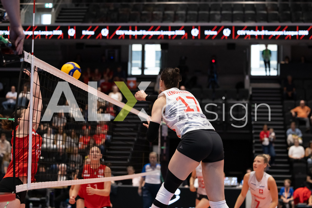 Georgia v Switzerland - CEV European League Women | KRIENS, SWITZERLAND - JUNE 12: JULIE LENGWEILER of Switzerland during the CEV European League match between Georgia and Switzerland at Pilatus Arena on June 12, 2026 in Kriens, Switzerland. - Realisiert mit Pictrs.com