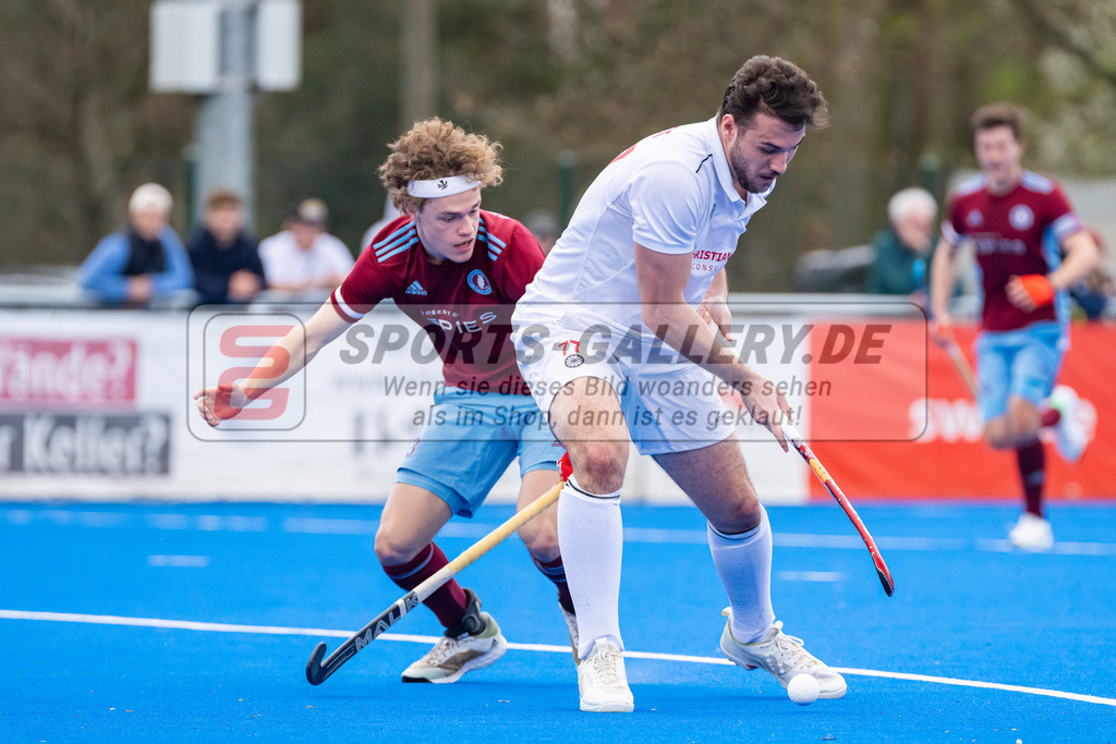 HK_20230415_106875 | 1. Bundesliga Herren Crefelder HTC - UHC Hamburg am 14.4.2023 Crefelder HTC, Krefeld , Masi Pfandt ( Crefelder HTC #77 ) , Strutthoff Michel ( UHC Hamburg #3 )